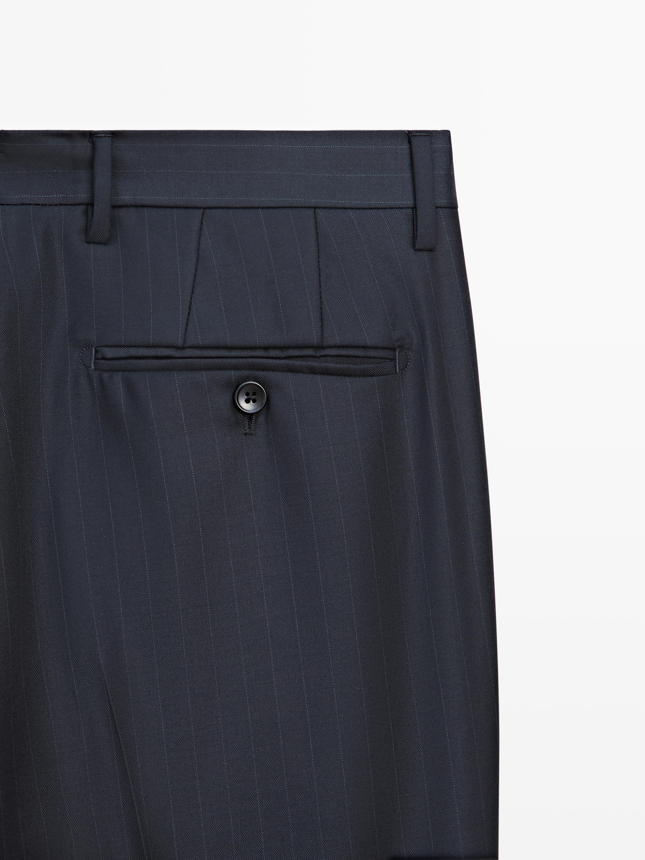 Striped cool wool suit trousers